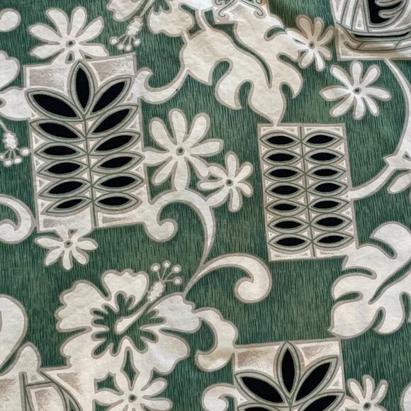 VTG Hilo Hattie Short Sleeve Green Tropical Print Hawaiian Button Down Shirt, L - Picture 4 of 11